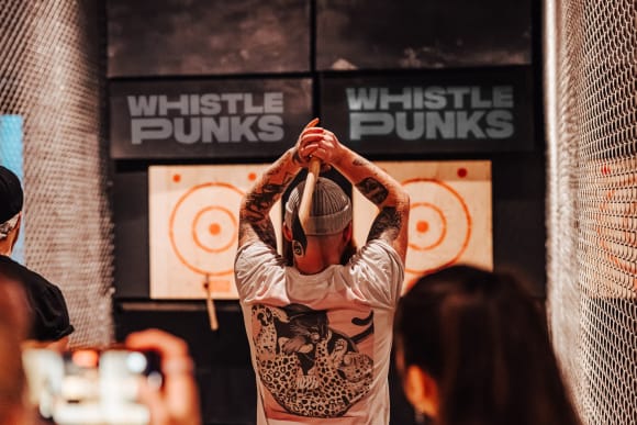 London Axe Throwing with Drinks & Pizza Stag Do Ideas