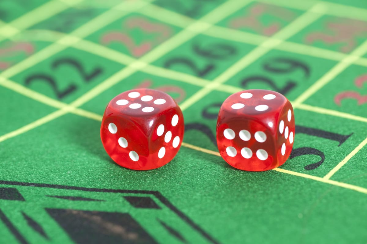 Pair of dice on the casino table