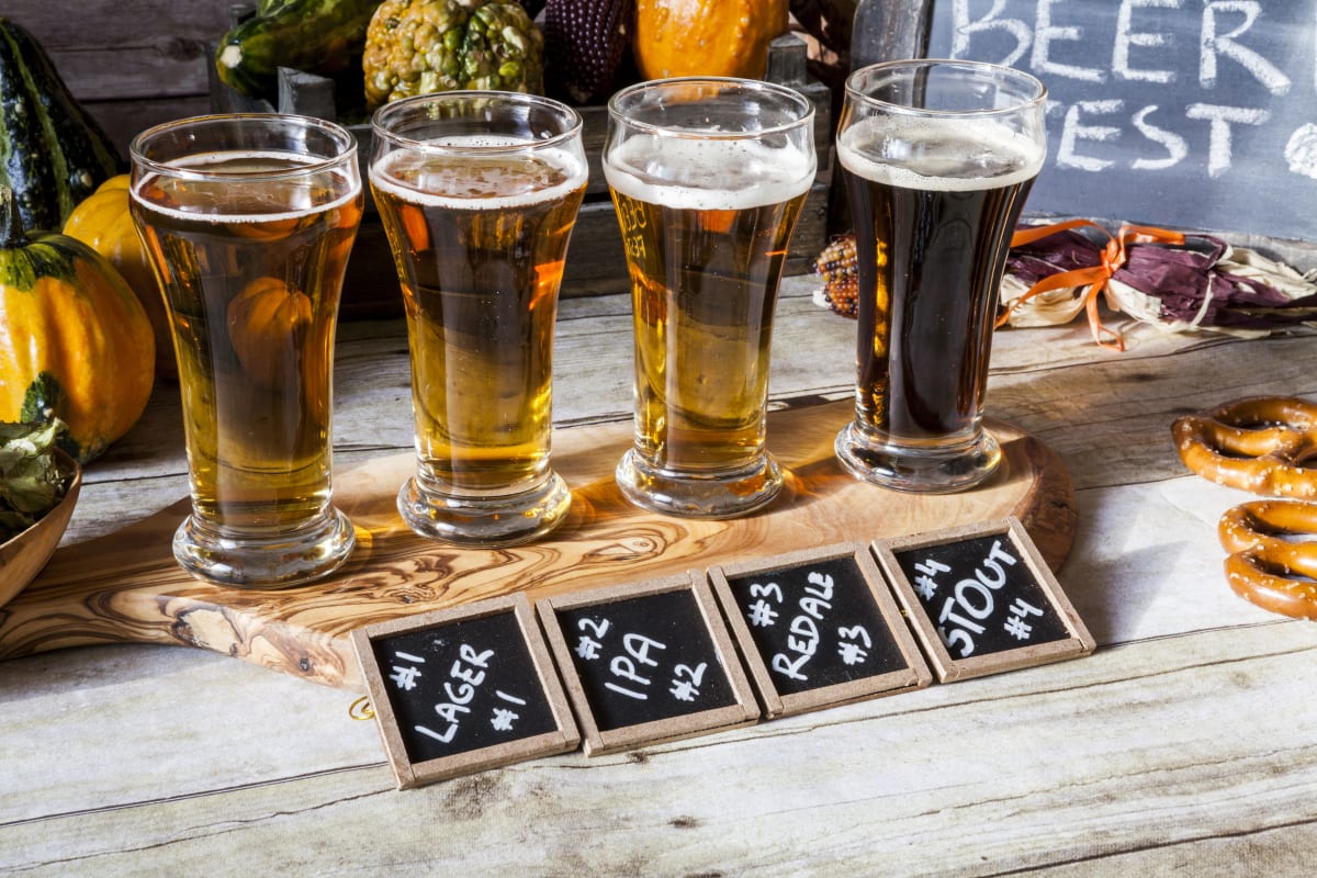 A selection of beers for beer tasting session