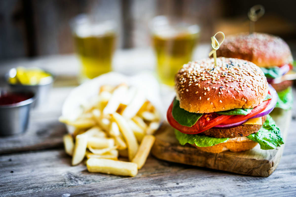 Burger meals with beer