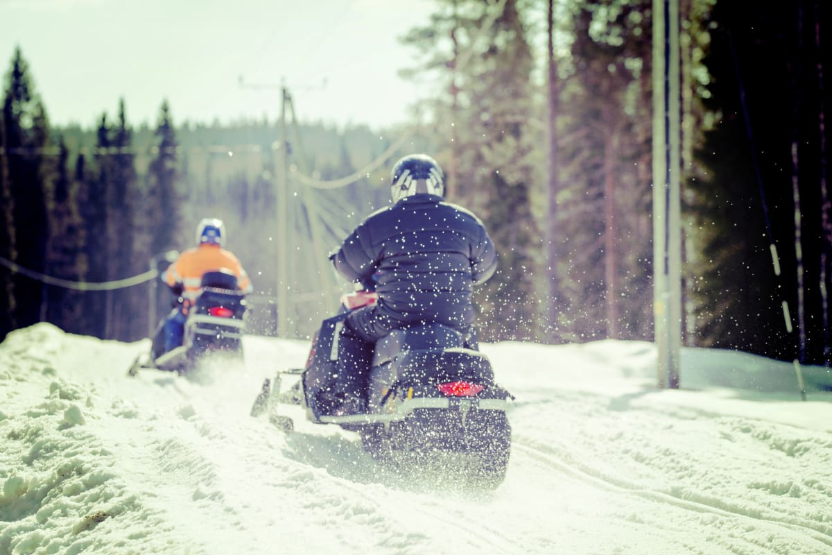 A stag group on a snowmobiling trip