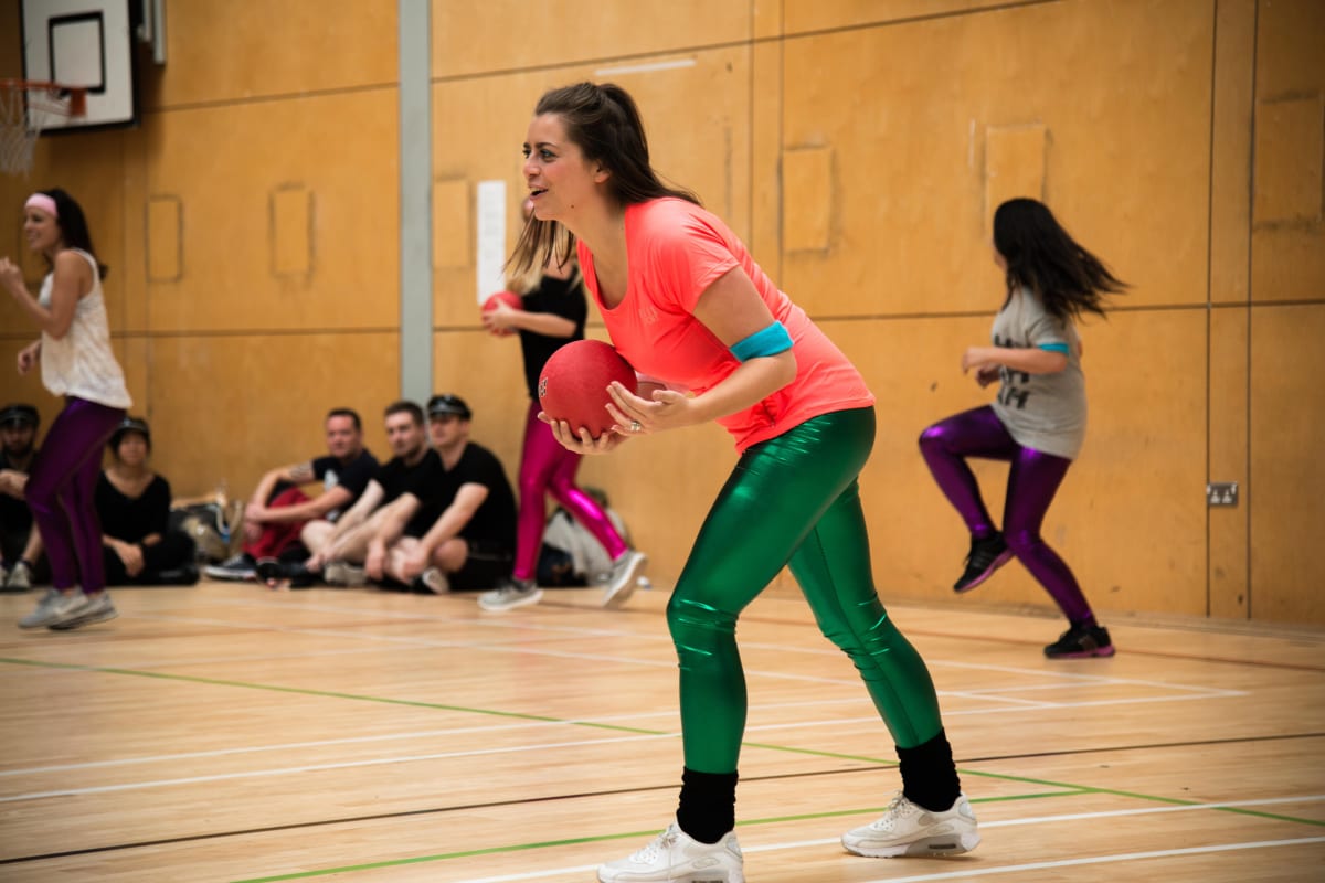 hen party playing dodgeball