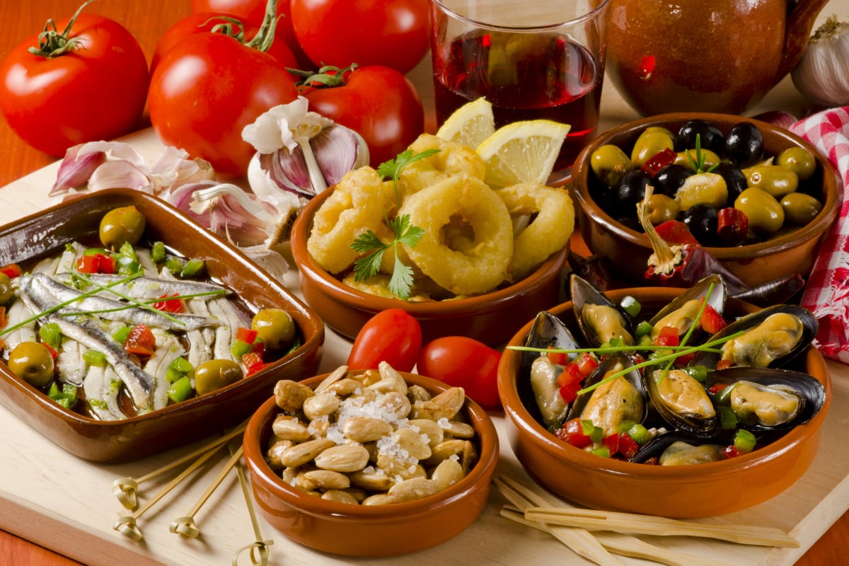 A selection of tapas food