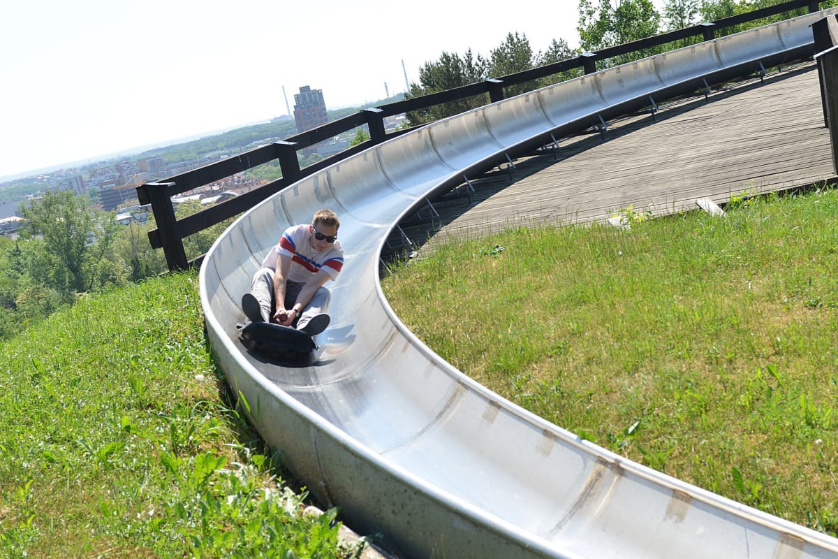 man Tobogganing