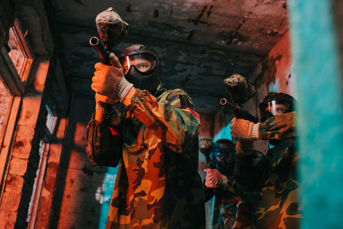 indoor paint ball group shot