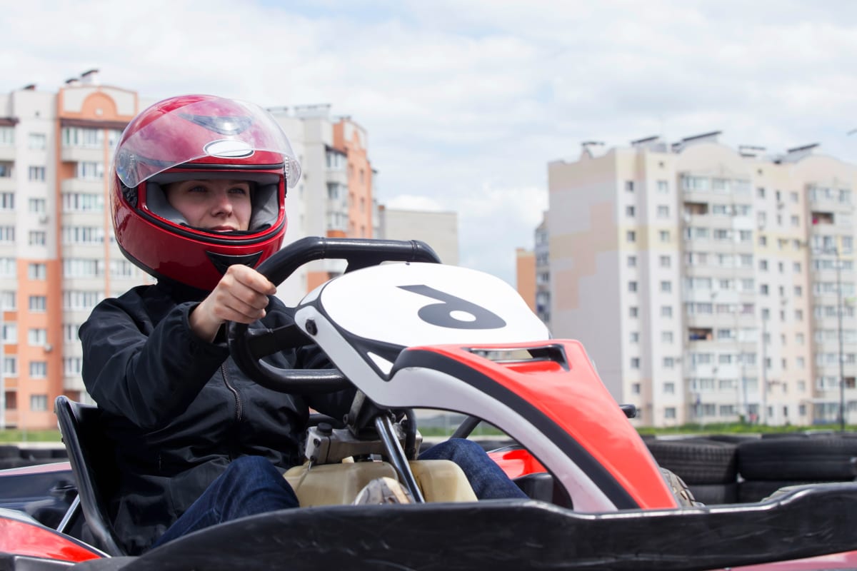 woman doing outdoor go karting