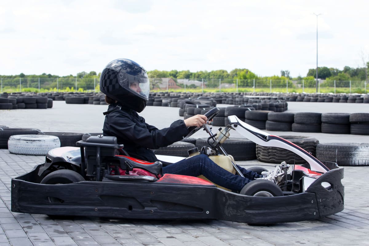 woman doing outdoor go karting