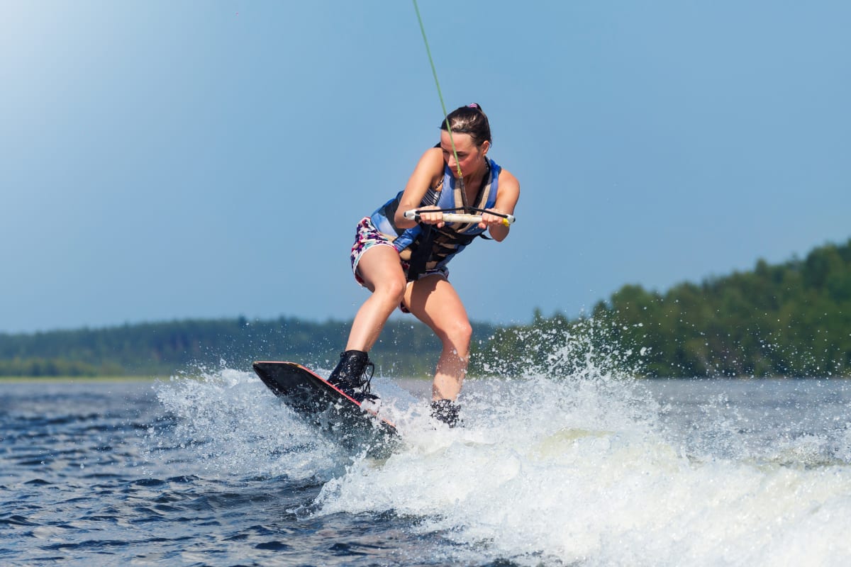 women Wake Boarding