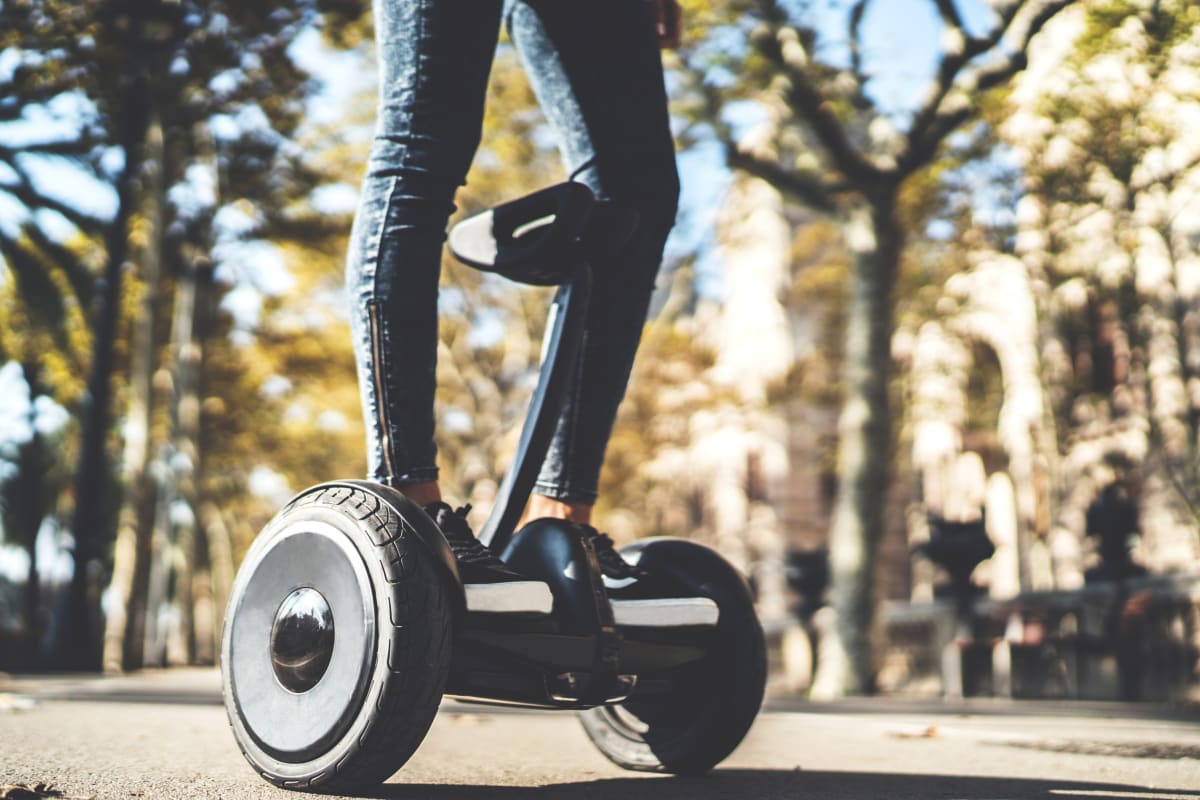 A woman on a segway