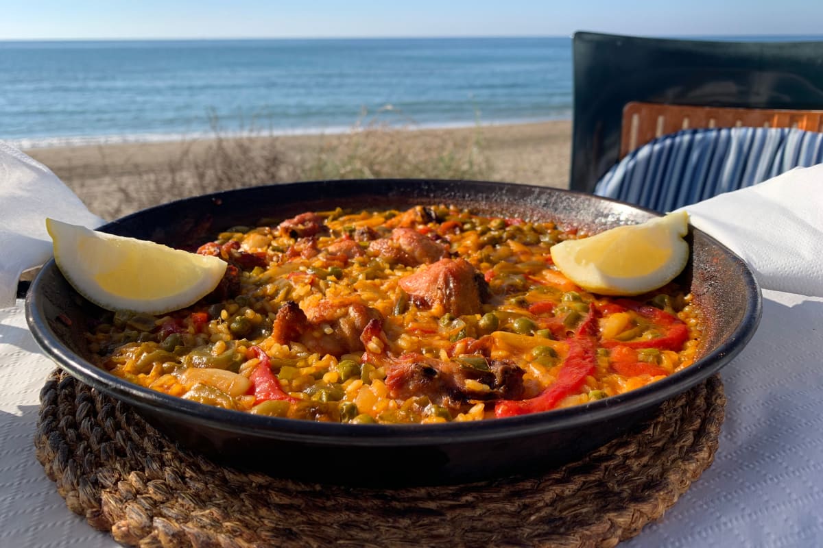 Spanish paella on seafront