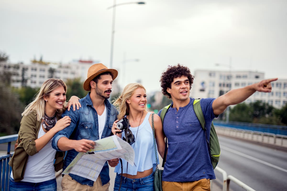 group of friends on tour