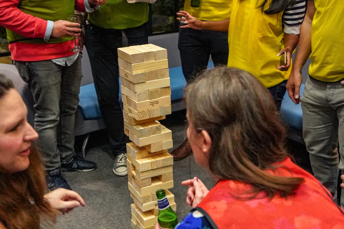 Pub Olympics giant jenga