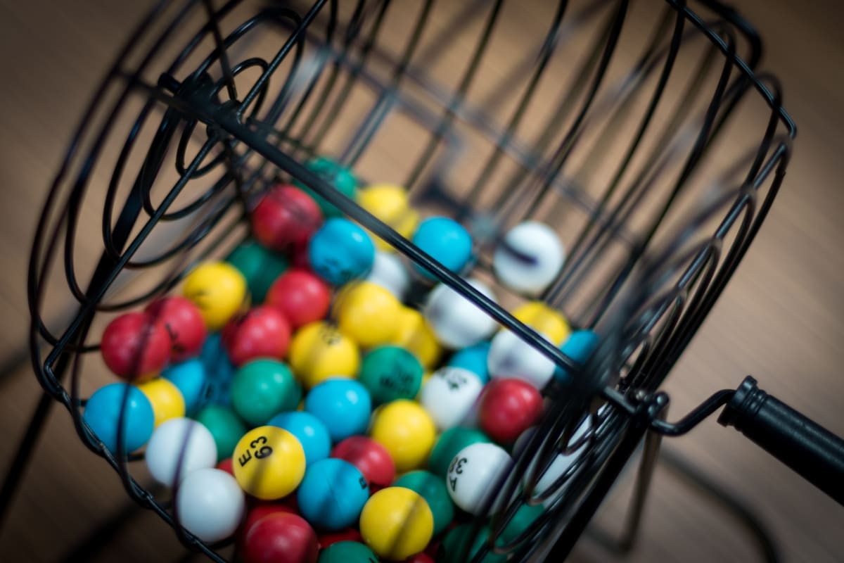 Bingo Balls and Table Stand