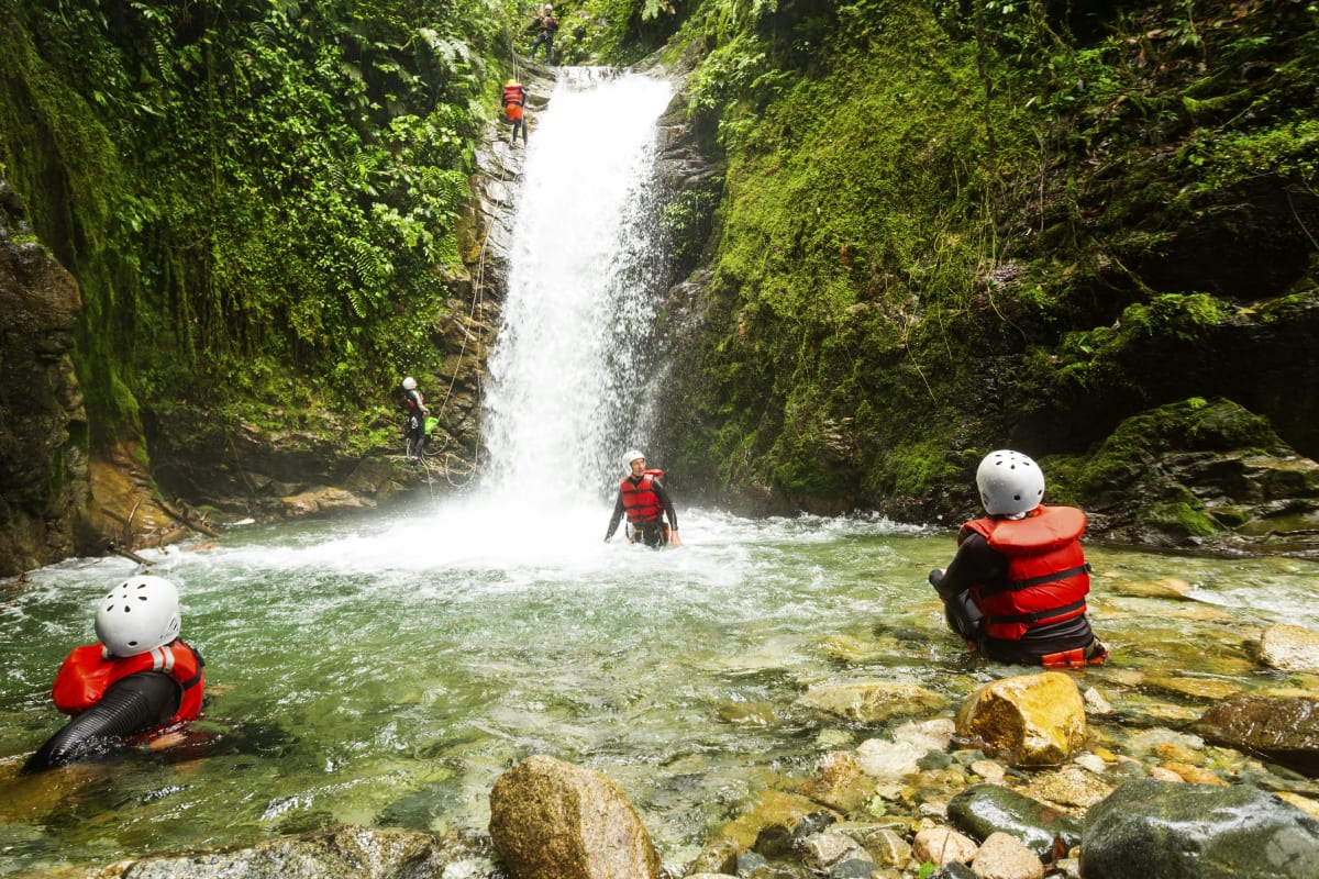 a group coasteering