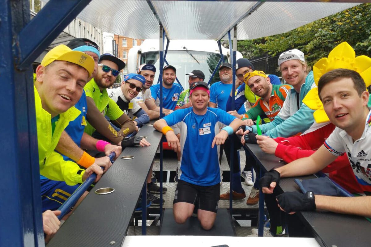 A laughing stag group on a pedibus in Dublin