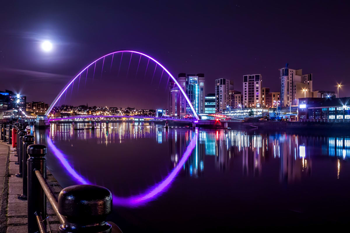 Millennium Bridge under Night Sky, Newcastle upon Tyne, UK