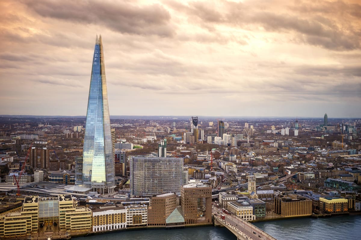 View from the shard with champagne - London