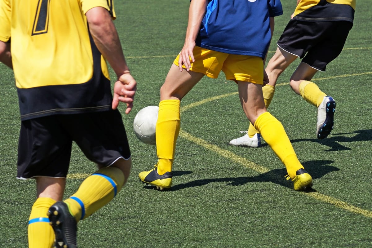 A group of stags playing Football