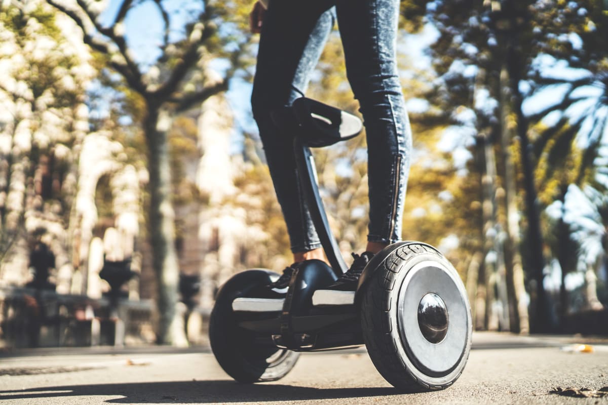 A woman on a segway