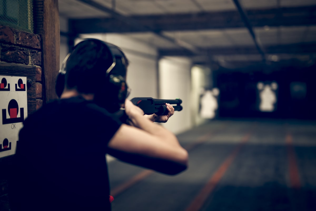 A man shoots at targets