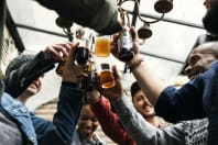 A group drinking beers