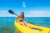 A woman canoeing