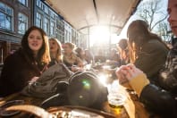 A hen party having fun on a beer bike