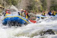 A group doing white water rafting