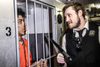 Trapped In A Prison Van prisoner and officer