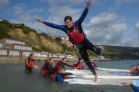 Paddleboarding jump