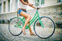 A woman on a bike