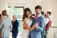 wedding day drinks bride and groom