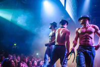 Some sexy topless hunks strut around on stage