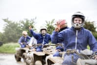 A stag group having fun on quad bikes