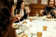 Group eating meal together