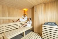 Two woman in the sauna