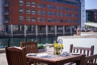 Malmaison Hotel Liverpool outside table with harbour view
