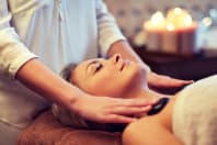 A woman being pampered in a spa