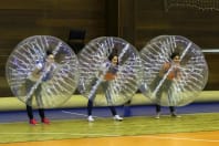 hens playing zorb football