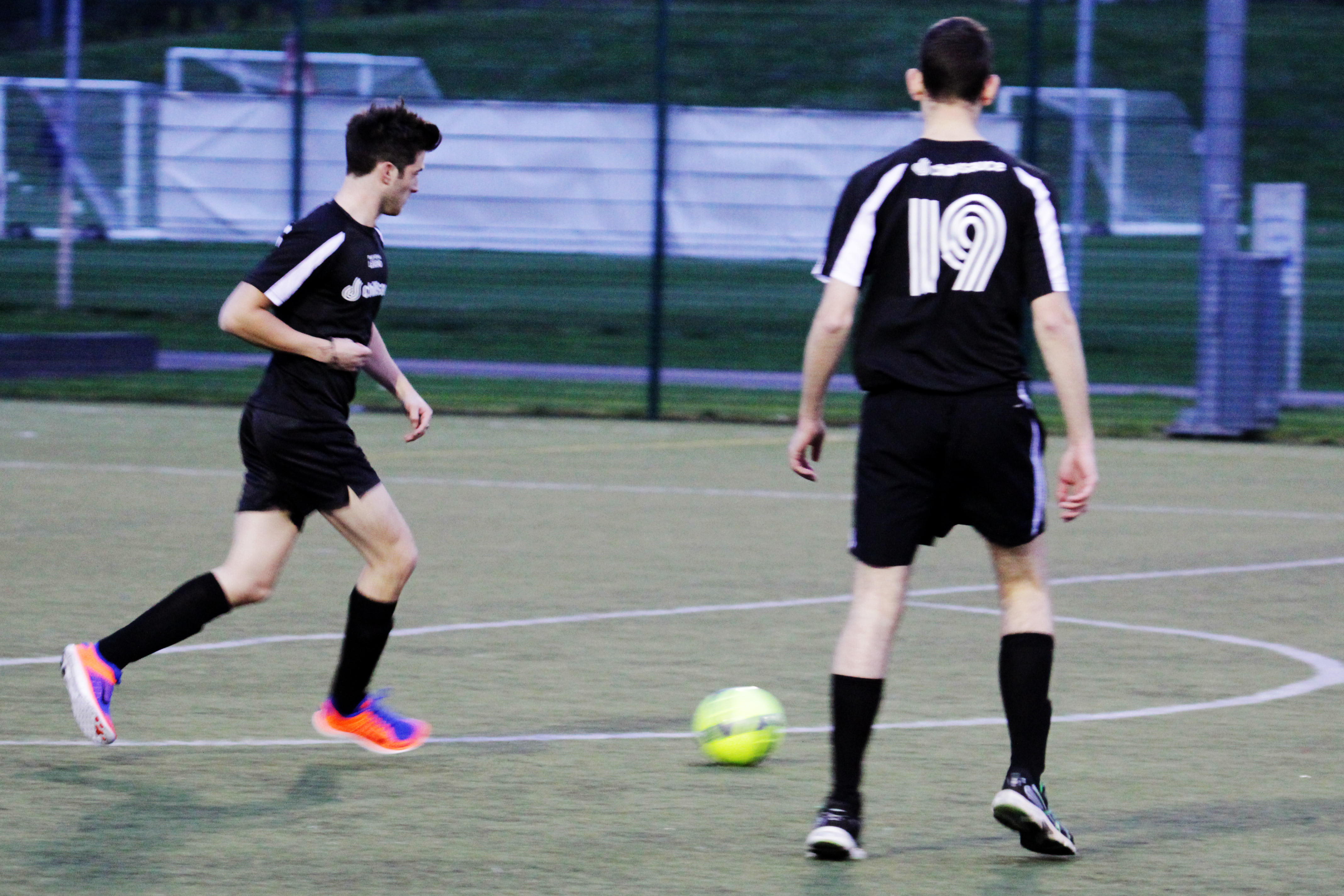 A stag group play five-a-side football