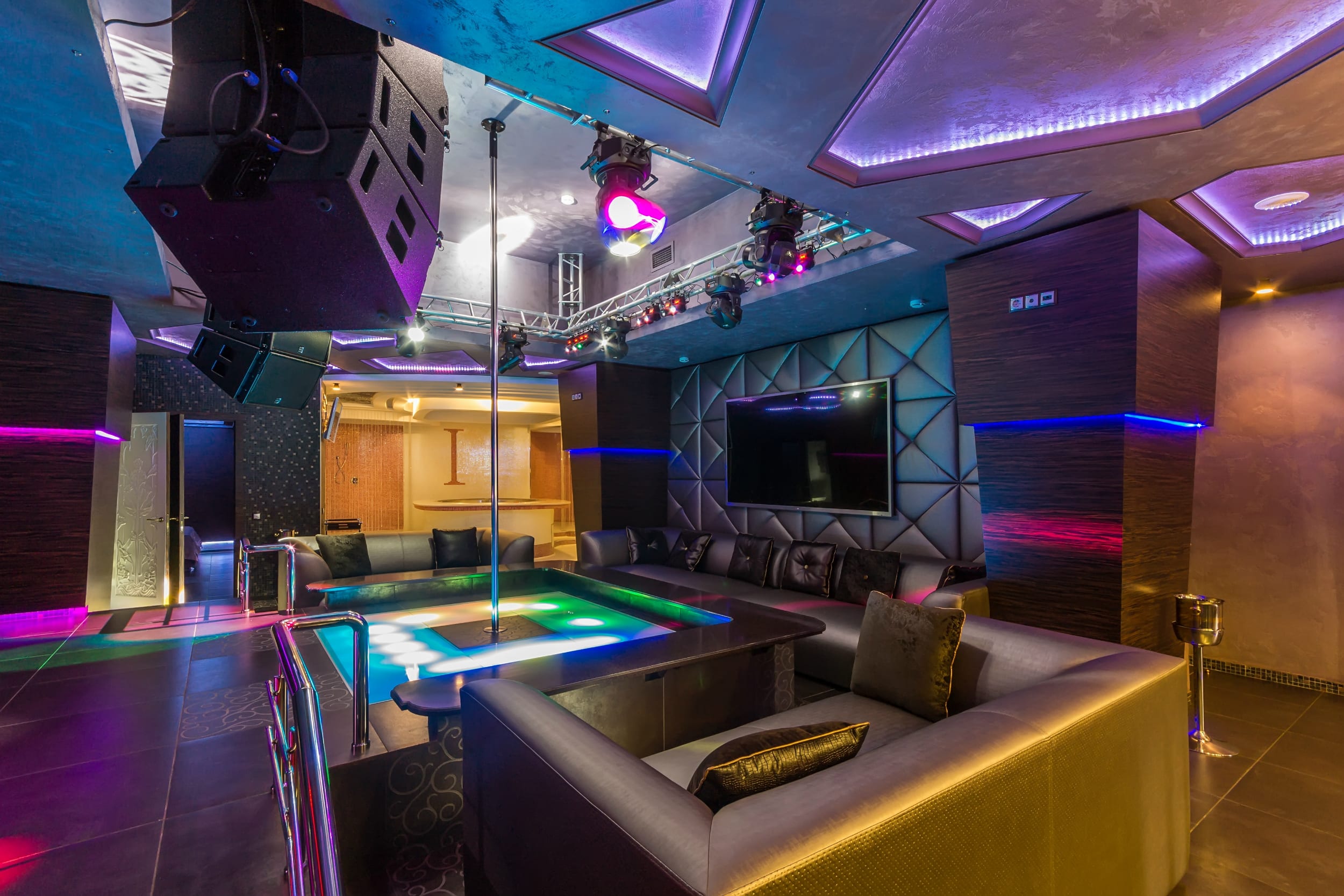Interior of a lap dance club