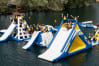 Aqua park arial view of group on aqua course