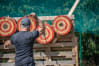 man doing axe throwing