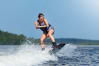 A woman wakeboarding