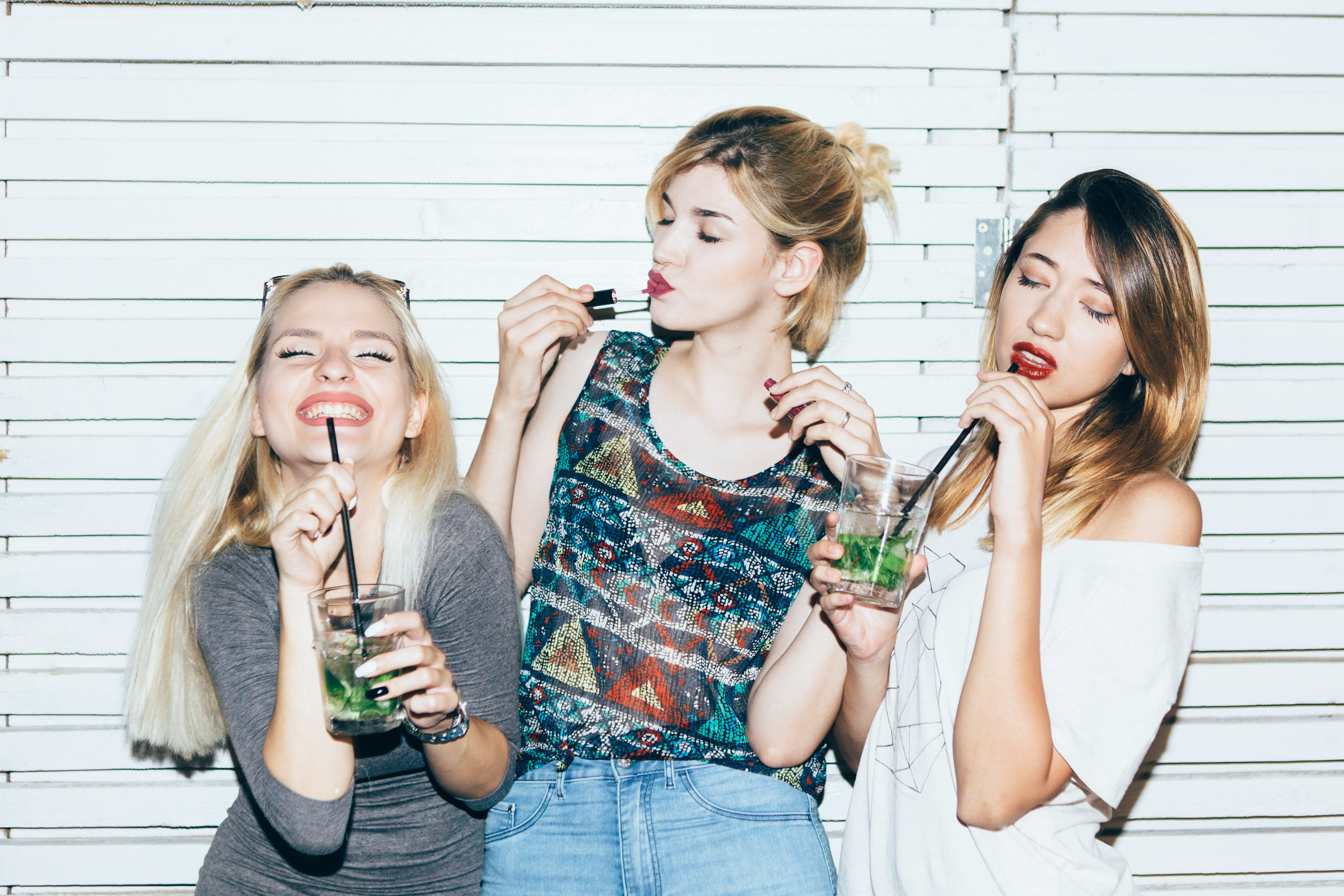 Girls drinking hen