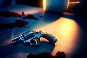 Crime Scene Gun Mystery Murder Stock