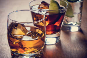 various drinks whiskey vodka rum gin