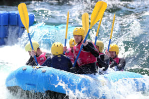 A stag group doing white water rafting