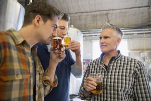 Men on a stag weekend beer tasting