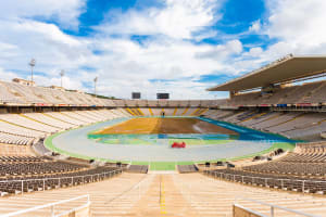 *EDITORIAL USE*  Interior view of the Olympic Stadium Lluis Companys in park Montjuic, Barcelona